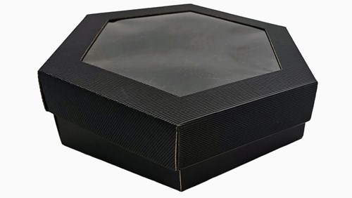 Pudełko karbowane czarne 240x240x90mm z oknem