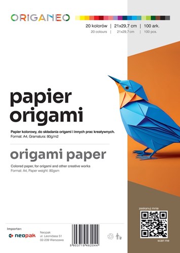 Papier do origami A4 mix kolorów Origaneo