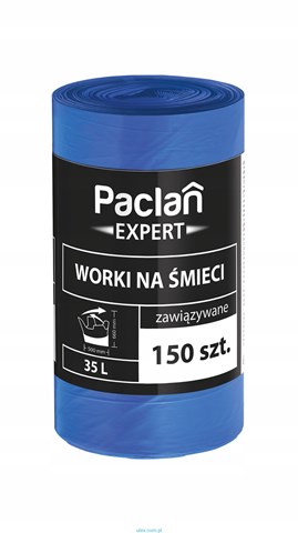 Worki na śmieci Paclan Expert Multitop 35L 150szt, niebieskie worki z folii LDPE