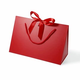 Czerwona torba prezentowa ozdobna 305x152x190mm z uchwytem i dekoracyjną wstążką