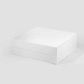 Białe pudełko magnetyczne 300x300x120mm, sztywne opakowanie prezentowe z tektury litej
