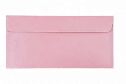 Koperty ozdobne DL perłowe różowe papierowe 120g HK, 50szt, format 110x220mm