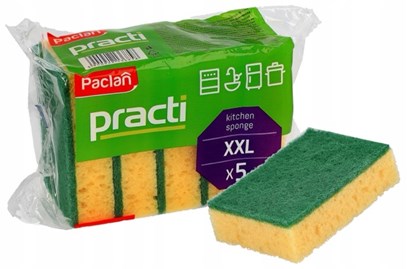 Dwustronne gąbki kuchenne Practi 5szt do naczyń, kuchni i codziennego sprzątania