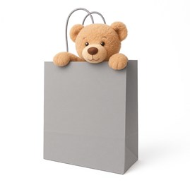 Torebka papierowa szara 230x120x300 mm z kraftowymi uchwytami – stylowa i trwała