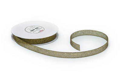 Wstążka brokatowa ciemnozłota 6mm, rolka 32m do dekoracji prezentów i stroików