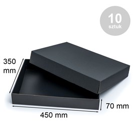 Czarne pudełka karbowane z wieczkiem 450x350x70mm, opakowania 10szt