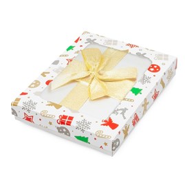 Pudełko świąteczne z oknem prezenty 195x155x30mm