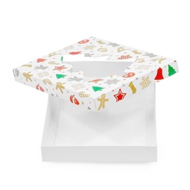 Pudełko ozdobne świąteczne z oknem-choinką 195x155x30mm