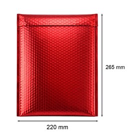 Koperta bąbelkowa metaliczna 220x265mm Czerwona