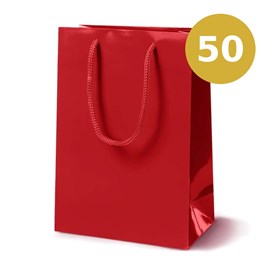 Czerwona torba papierowa laminowana 170×70×210 mm 50 sztuk