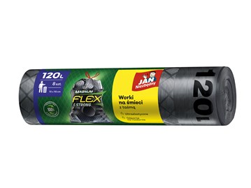 Czarne worki na śmieci Jan Niezbędny Magnum FLEX 120L LDPE 8szt, rozmiar 70x110cm