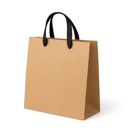 Mała brązowa papierowa torba kraft z uchwytem wstążkowym 115x65x150mm
