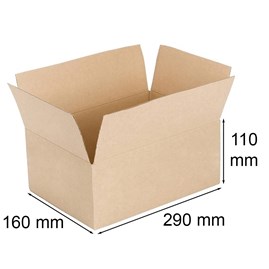 Karton klapowy 290x160x110mm brązowy 3W 360g małe pudełko tekturowe