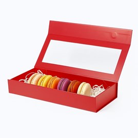 Pudełko Magnetyczne Czerwone z Okienkiem 345x150x55mm(zew) Prezentowe