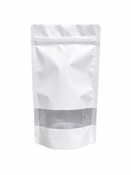 Biała matowa torebka doypack z oknem i zamknięciem ZIP, 750ml, 160x270x80mm, 25szt