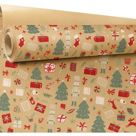 Papier kraft z nadrukiem prezentów 0,69x50 m – kolorowy, ekologiczny i świąteczny