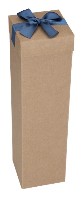 Pudełko prezentowe na wino K-867 EKO niebieskie z wieczkiem i wstążką 90x90x340mm