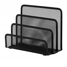 Czarny metalowy sorter do korespondencji Q-Connect z 3 przegrodami, 170x135x83mm