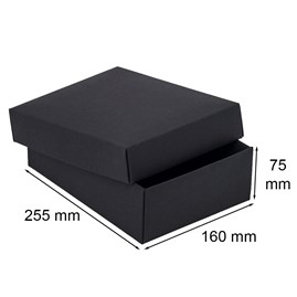 Pudełko ozdobne fasonowe L 255x160x75mm czarne Fefco 323 tektura lita