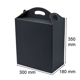 Czarne pudełko kartonowe z uchwytem 300x180x350mm, opakowanie prezentowe F217