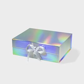 Holograficzne pudełko prezentowe magnetyczne A4 z wstążką, 330x255x115mm