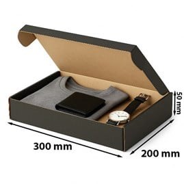 Karton wykrojnikowy czarny 300x200x50 mm – eleganckie pudełko premium