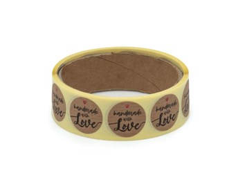 Naklejki okrągłe Kraft Handmade with Love - wzór 3