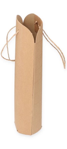 Torba na wino karbowana 95x85x370mm ze sznurkiem, naturalna brązowa
