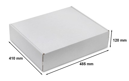 Białe pudełko fasonowe wykrojnikowe z tektury falistej 485x410x120mm, 10szt