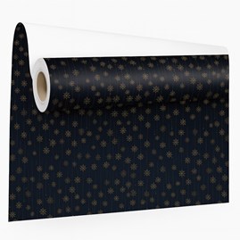 Czarny papier ozdobny 0,69x50 m z motywem złotych śnieżynek – luksusowe pakowanie