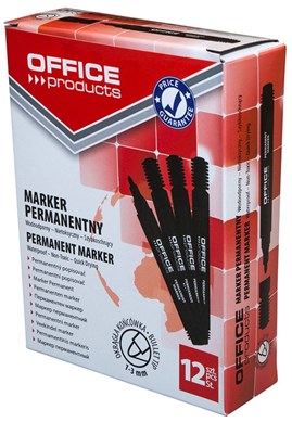 Czarny marker permanentny OFFICE PRODUCTS z okrągłą końcówką 1-3mm, wodoodporny