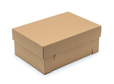 Brązowy karton wykrojnikowy 320x220x130mm na buty, opakowanie z wieczkiem