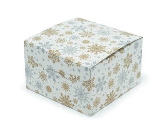 Białe składane pudełko świąteczne XL 250x250x150mm K-8082 SN z kokardą