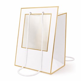 Biała torba prezentowa z jednostronnym oknem 300x300x400mm do bukietów, 1szt