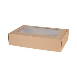 Pudełko ozdobne EKO brąz z oknem 450x300x100mm