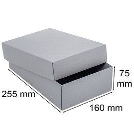 Pudełko ozdobne fasonowe L 255x160x75mm szare z tektury litej 250g/m2