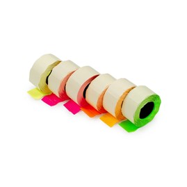 Żółte metki do metkownicy, fala 26x16mm, rolka 700szt do znakowania