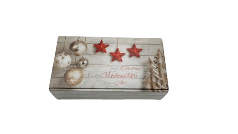 Karton świąteczny Merry Christmas 360x192x93mm, szare pudełko prezentowe z nadrukiem gwiazdek