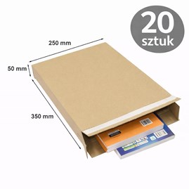Pudełko wysyłkowe Flatbox F12, brązowa tektura fala E, 250x50x350mm, 20szt