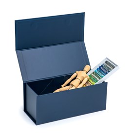 Granatowe pudełko magnetyczne na wino 255x110x105mm, składane opakowanie prezentowe
