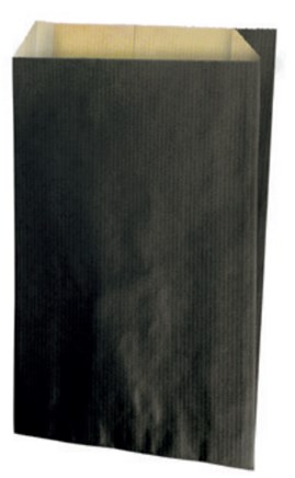 Czarna torebka fałdowa papierowa KRAFT BLACK 240x410+75mm bez uchwytu