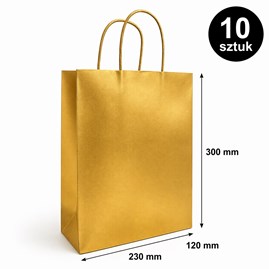 Torba prezentowa 230x120x300 mm złota 10 szt
