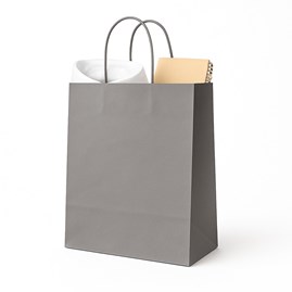 Torebka papierowa szara 350x140x440 mm z kraftowym uchwytem – elegancka i uniwersalna