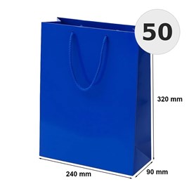 Granatowe torby prezentowe laminowane 240x90x320mm z uchwytem, 50szt