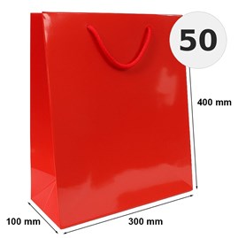 torba laminowana czerwona 300x100x400 mm 50 sztuk